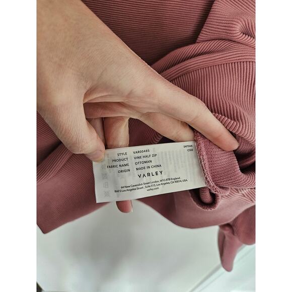 Varley Pink Rose Ottoman Half Zip Ribbed Knit Cowl Neck Pullover NWT Size Small - Picture 6 of 12
